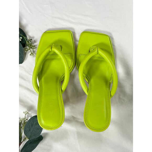 Forever 21 Women’s Neon Green Square Toe Heels – Size-8 - Picture 2 of 2